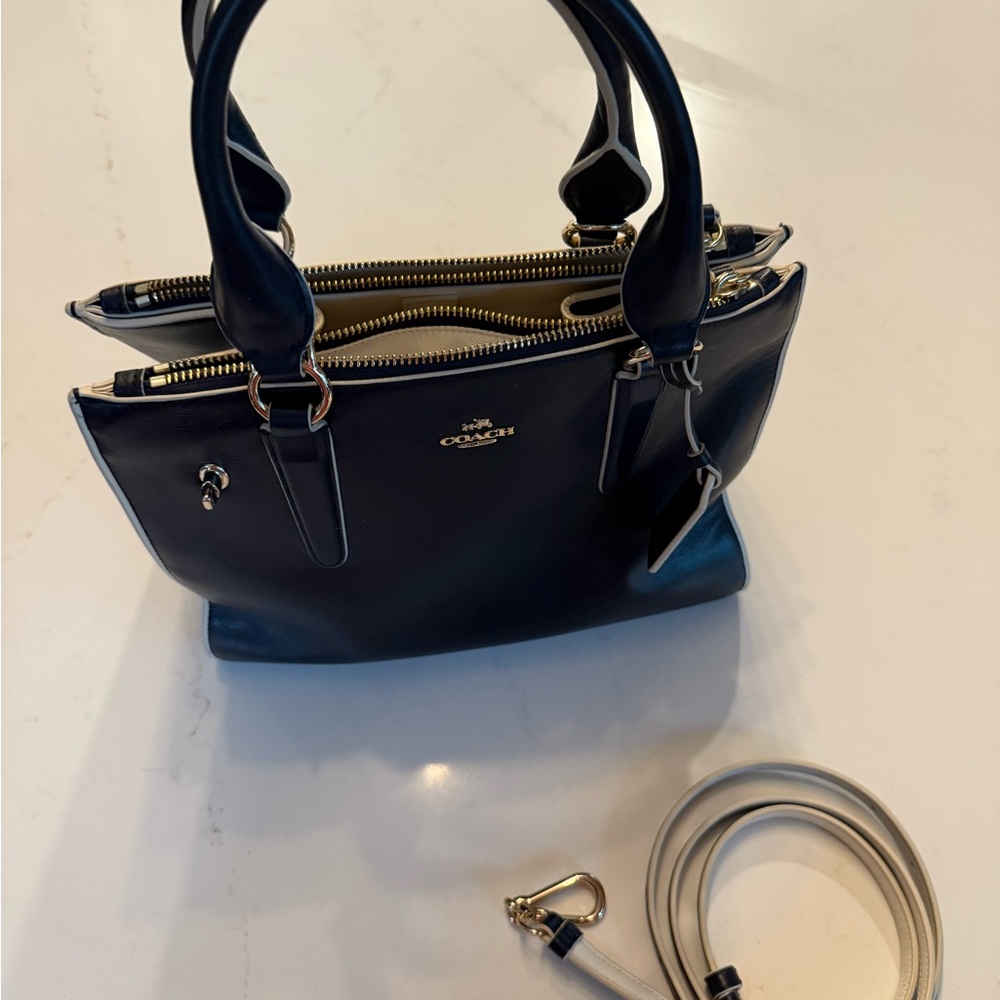 Like New Coach Dark Blue Leather Satchel